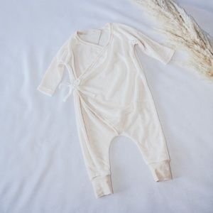 Baby Bamboo Wrap Romper - cream